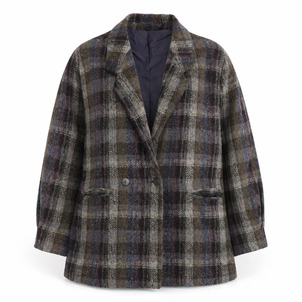 Kemper Women’s Multicoloured Check Wool Tweed Blazer Size 10