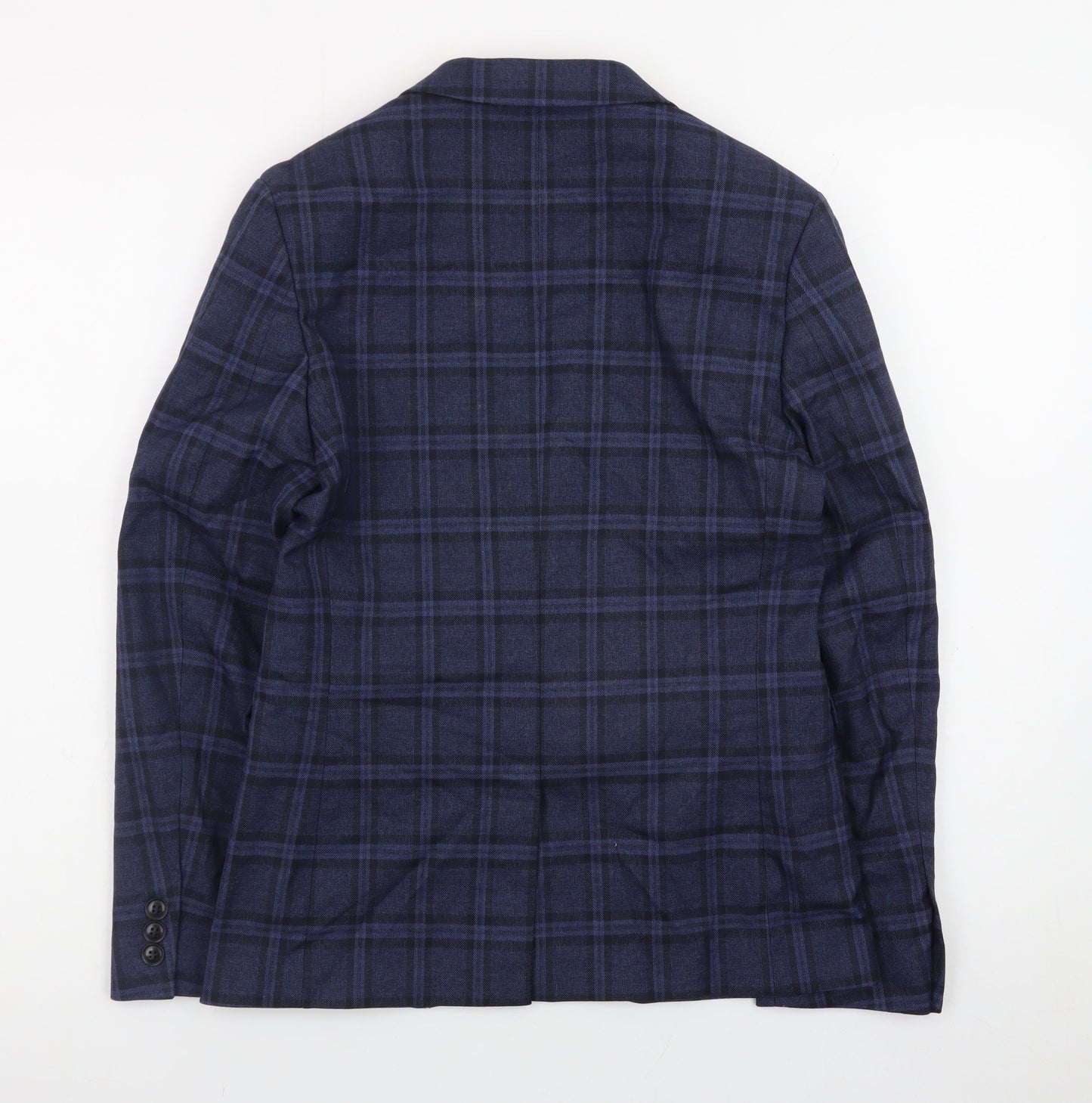 Next Teens Blue Check Blazer Size 4 Regular Fit Lined Jacket