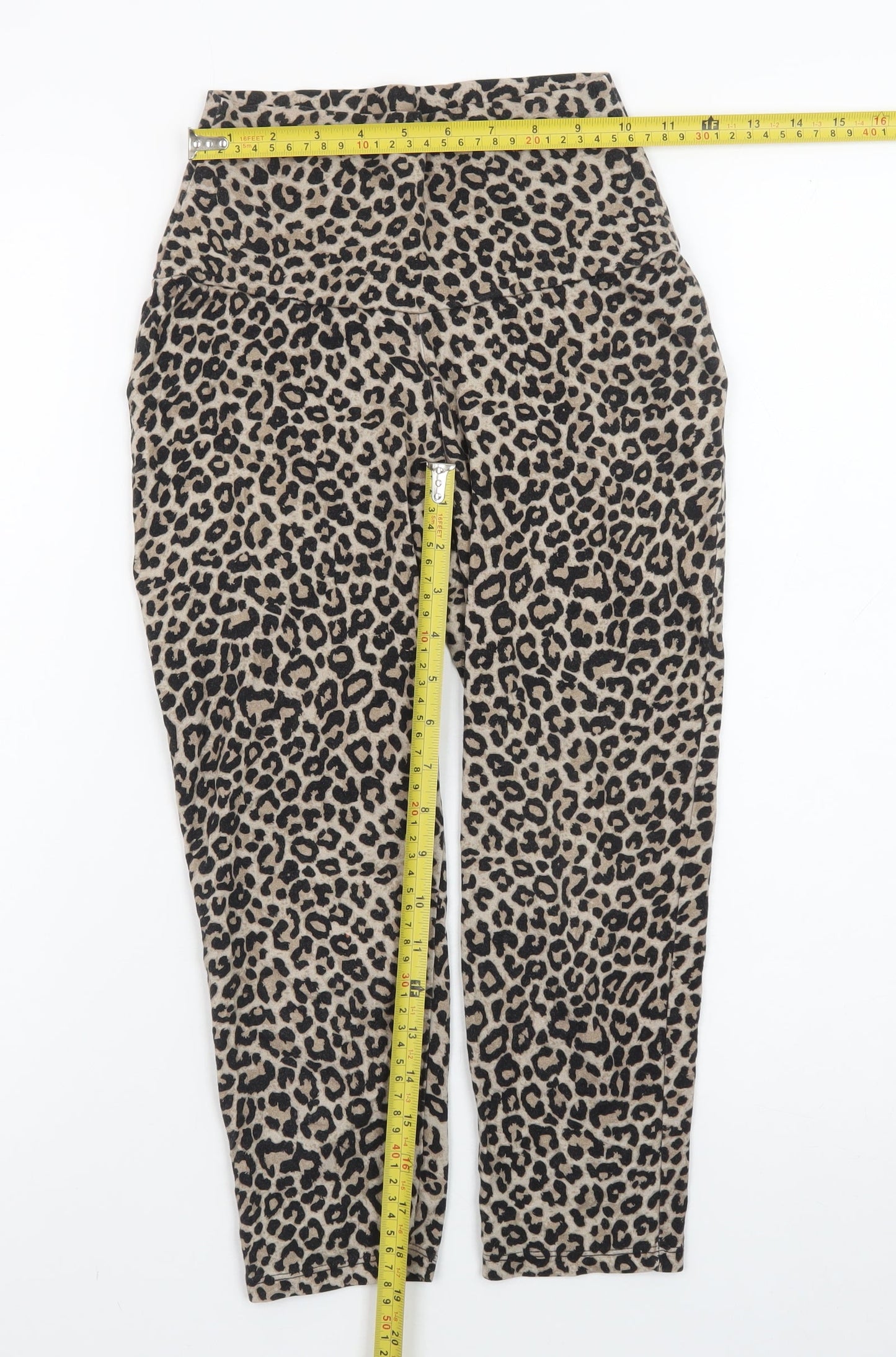 Mint Velvet Women’s Beige Animal Print High Rise Ankle Leggings S