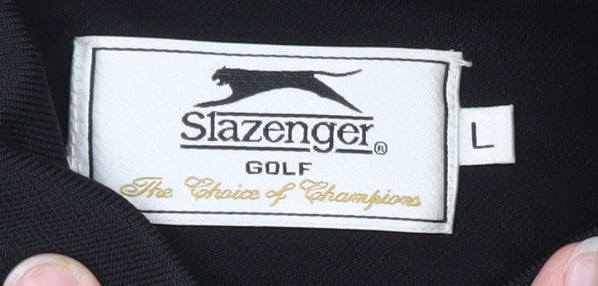 Slazenger Men's Black Golf Polo Shirt Size L Lightweight Polyester