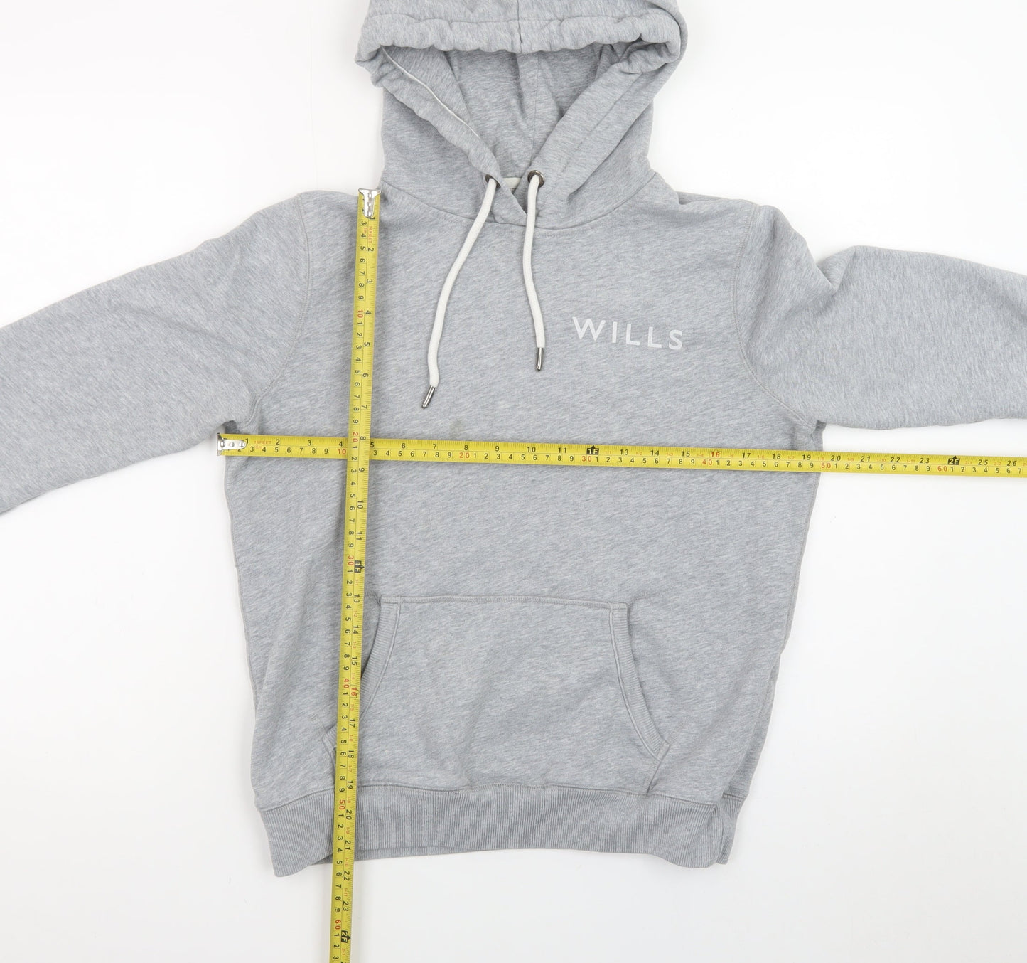 Jack Wills Women's Grey Pullover Hoodie UK 12 with Logo Print