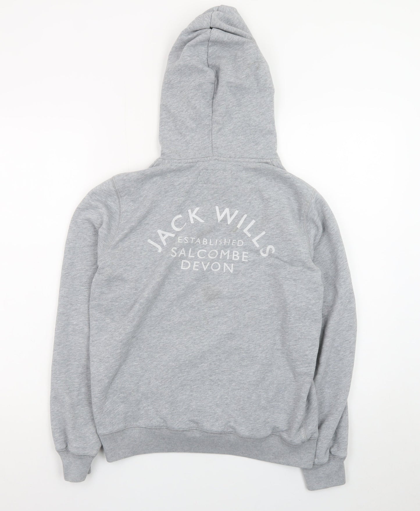 Jack Wills Women's Grey Pullover Hoodie UK 12 with Logo Print