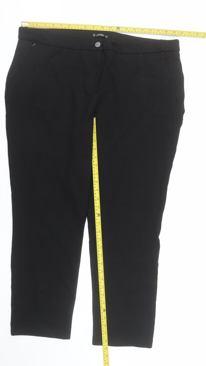 Back view of Dunnes Women’s Black Stretch Trousers, size UK 20 Plus, Fit