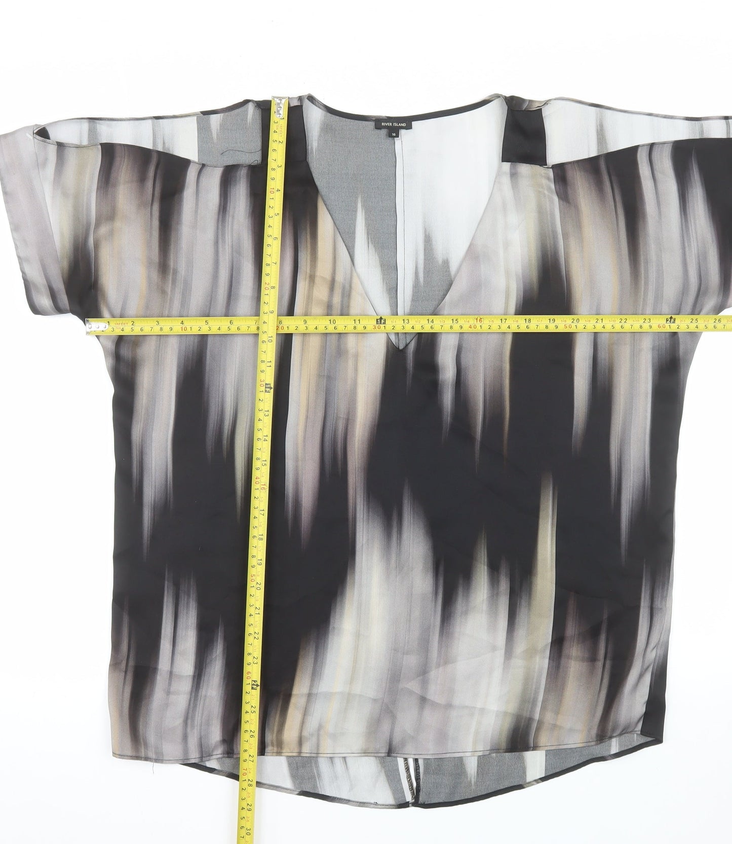 River Island Women’s Multicoloured V-Neck Tunic Blouse Size 16