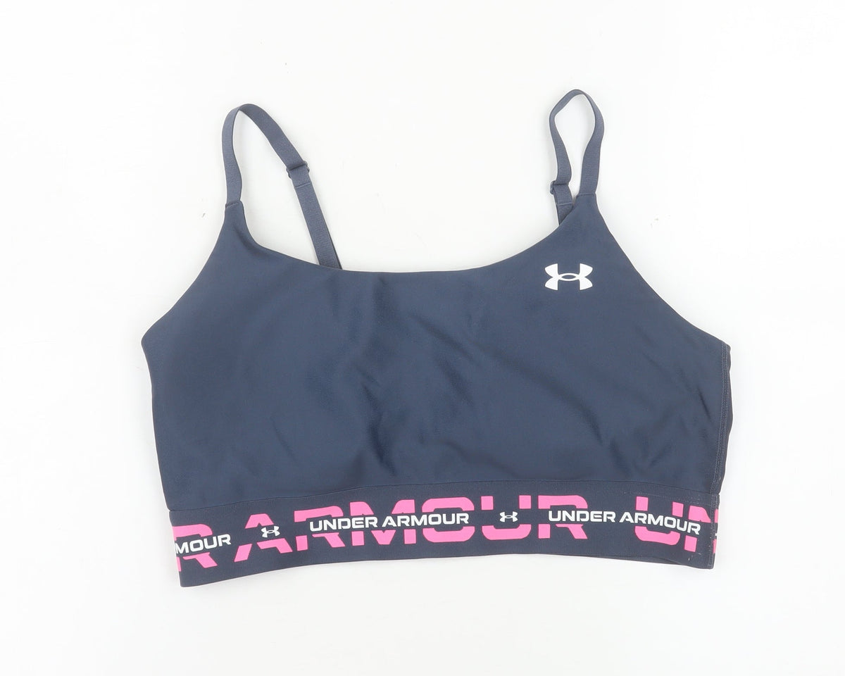 Preloved Under Armour Womens Navy Medium Sports Bra Adjustable Straps - Front