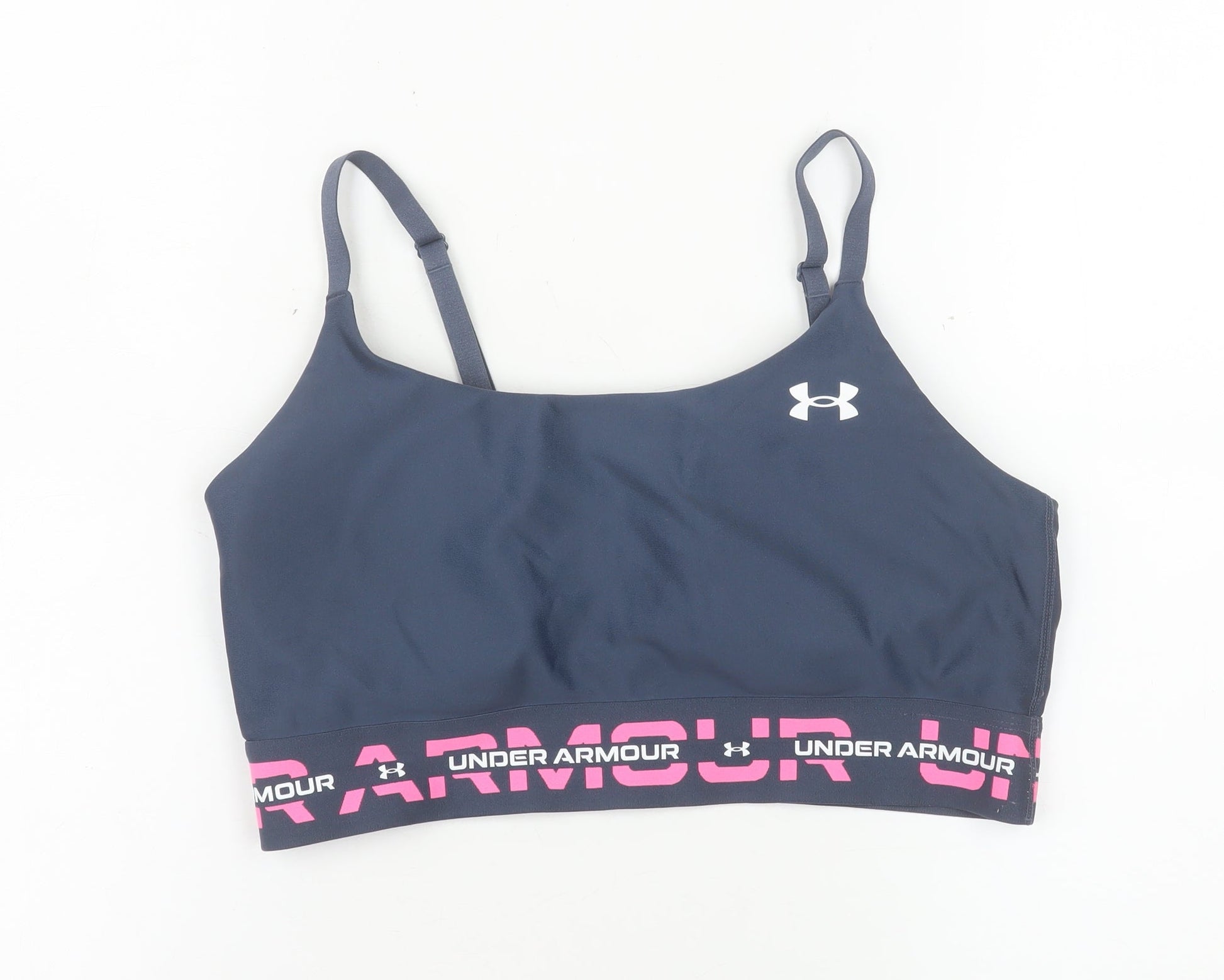 Preloved Under Armour Womens Navy Medium Sports Bra Adjustable Straps - Front