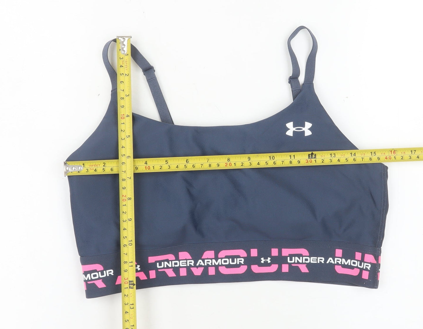 Preloved Under Armour Womens Navy Medium Sports Bra Adjustable Straps - Back