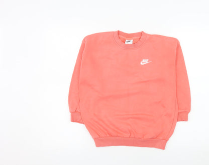 Additional front view of Nike girls’ pink crew neck pullover sweatshirt, size S, 128-137cm