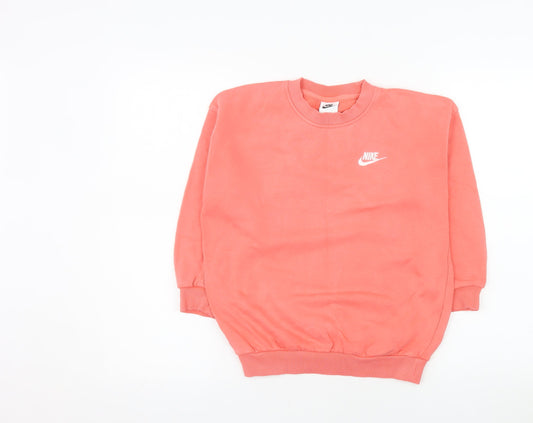 Nike Girls Pink Crew Neck Pullover Sweatshirt Size S 128-137cm