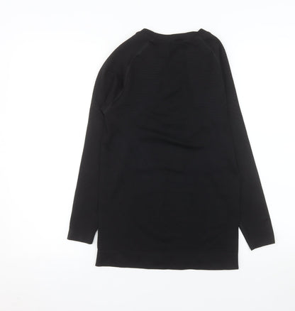 Close-up detail of Crivit Women's Black Long Sleeve Athletic T-Shirt, size 12