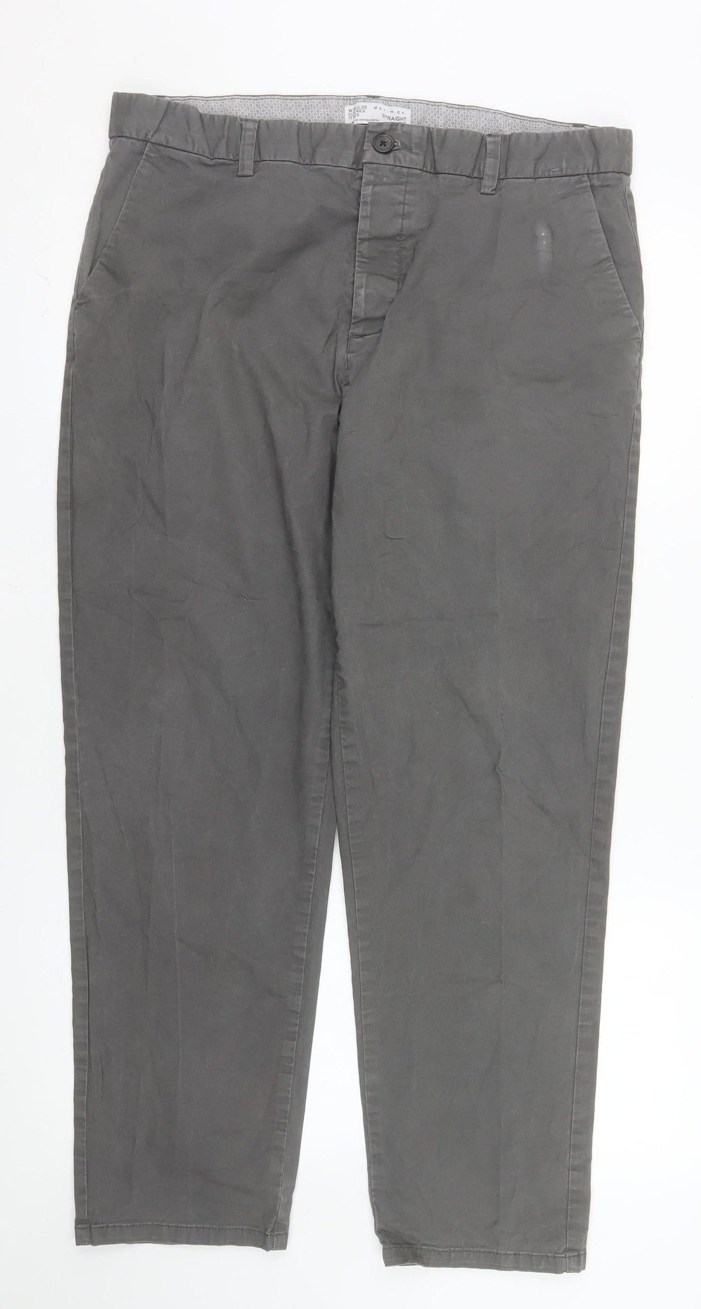 Denim Co Men's Grey Chino Straight Fit Trousers W36 L30