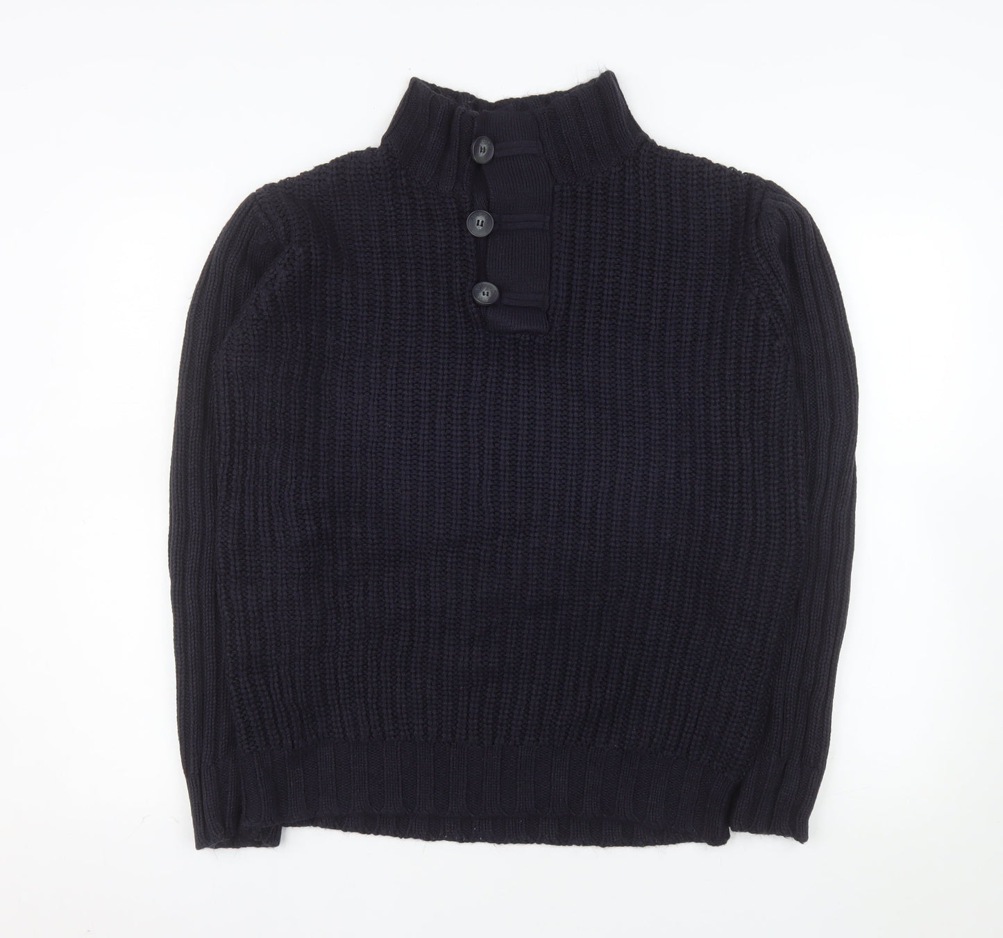 Albert J. Malloy Men’s Blue Chunky Knit Henley Jumper L