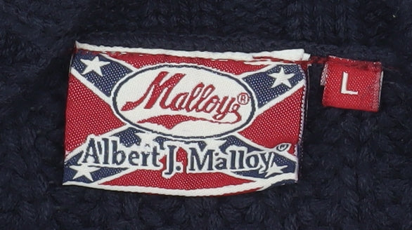 Albert J. Malloy Men’s Blue Chunky Knit Henley Jumper L