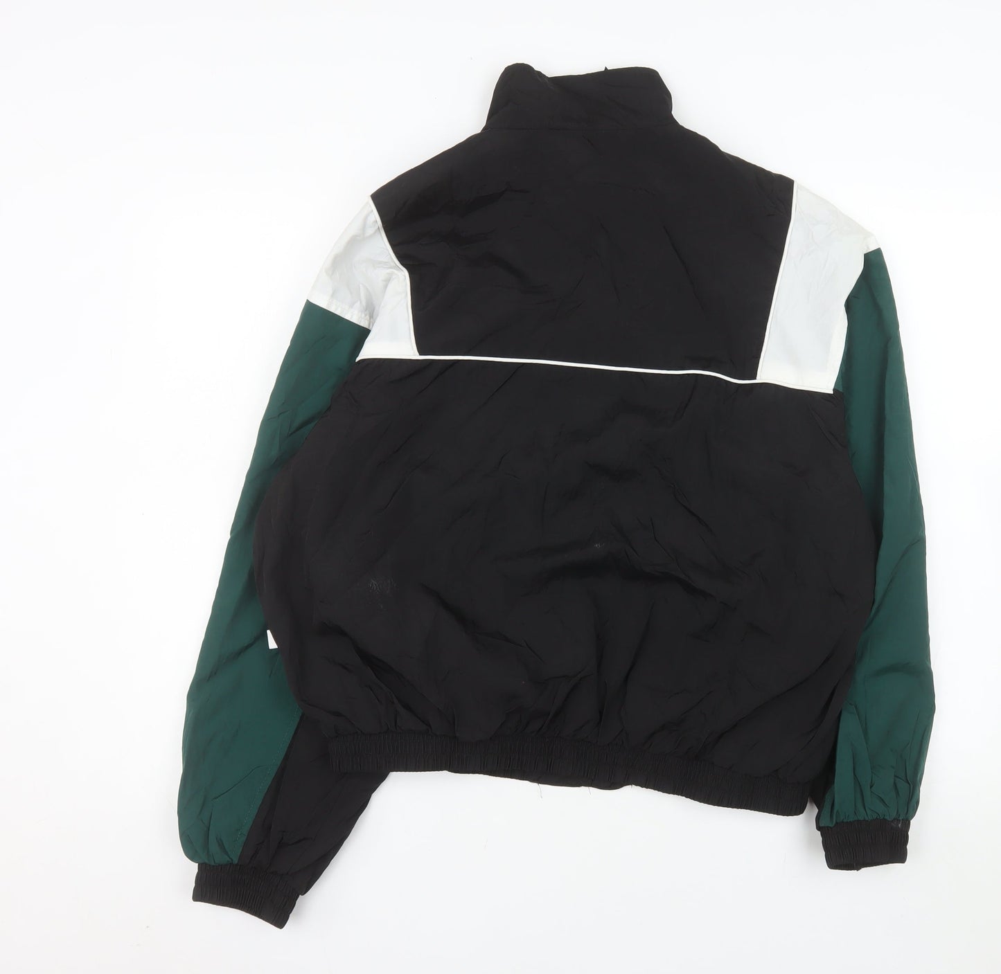 Bershka Men's Black Green White Bomber Jacket XS Retro 90s Style