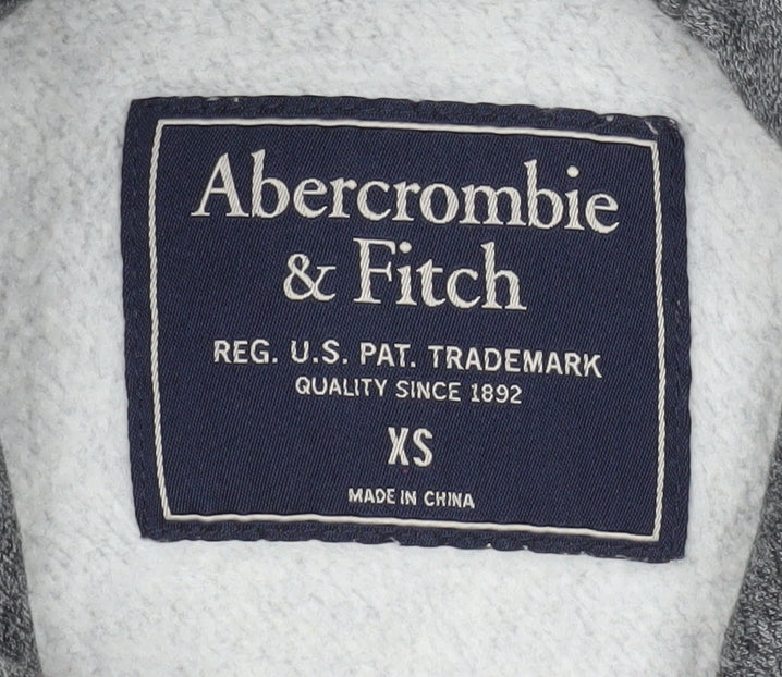 Abercrombie & Fitch Mens Grey XS Pullover Hoodie Logo Fleece