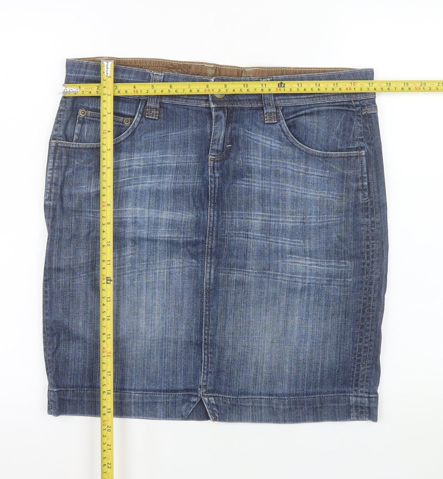 St. Bernard Women Blue Denim Knee Length Pencil Skirt Size 12