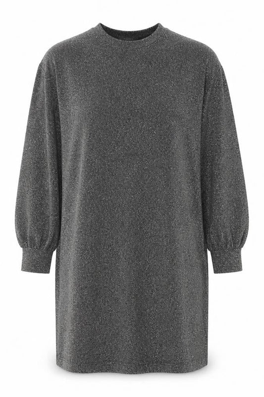 Primark Women’s Silver Glitter Shift Dress Size 14 Long Sleeve Party