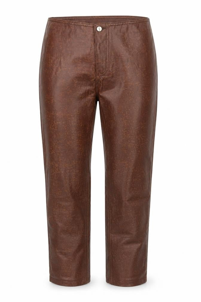 Wampum Womens Brown Faux Leather High Rise Straight Trousers Size 12