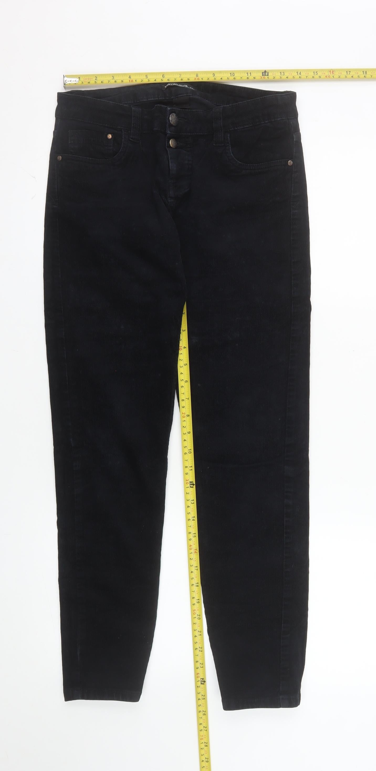 Terranova Women's Black Corduroy Skinny Trousers Size M