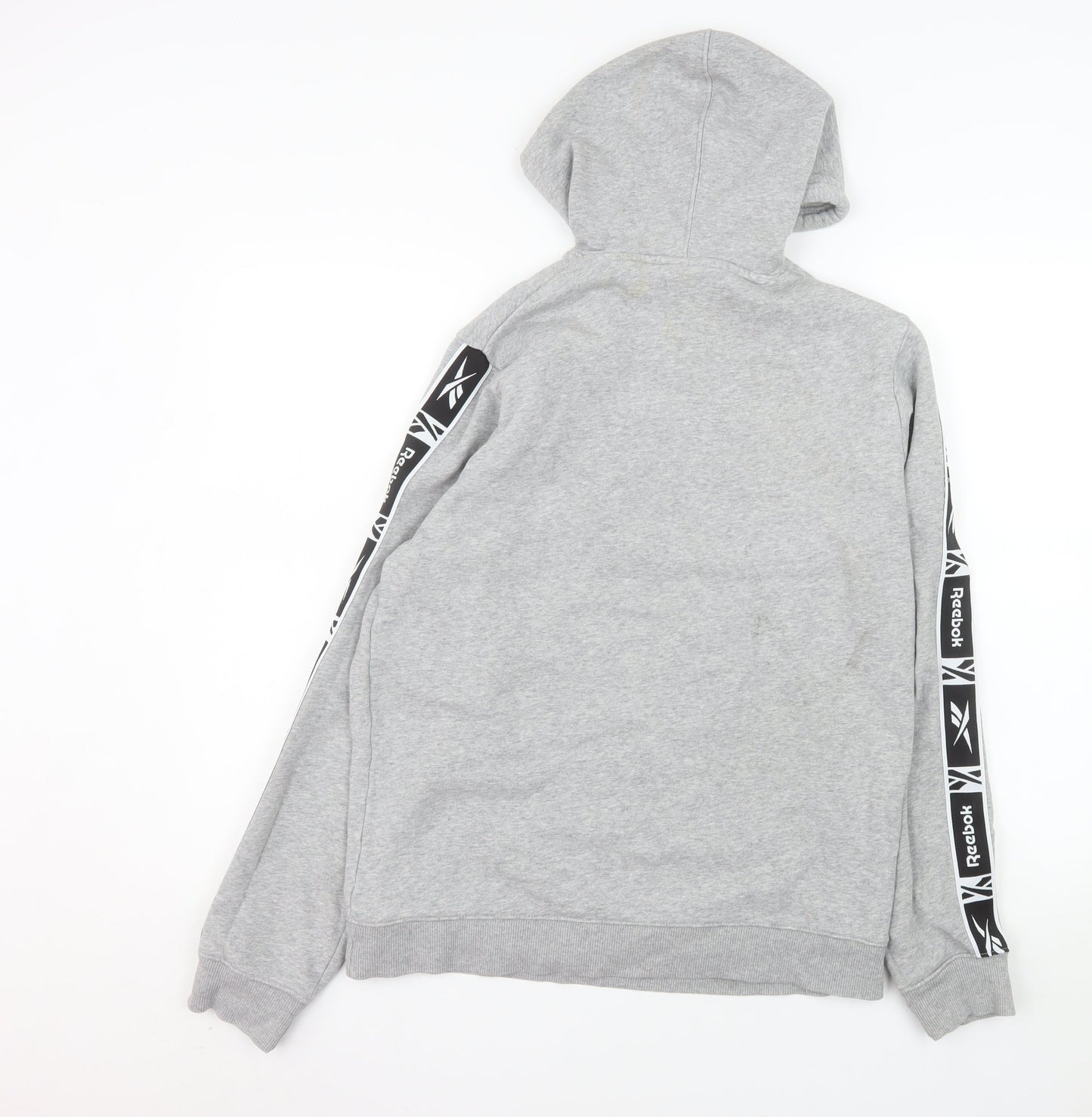 Reebok Men's Grey Pullover Hoodie Size M Sports Logo Fleece