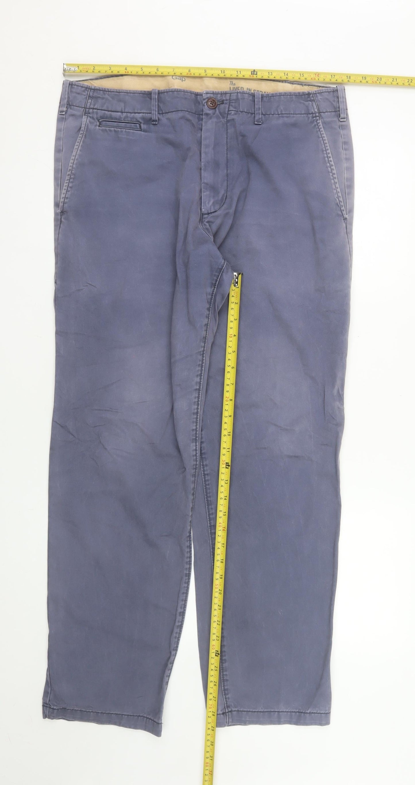 Gap Men's Blue 36x32 Chino Trousers Straight Regular Fit