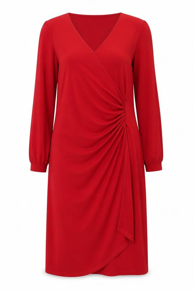 Ruby Daisy Women's Red Long Sleeve Wrap Dress One Size