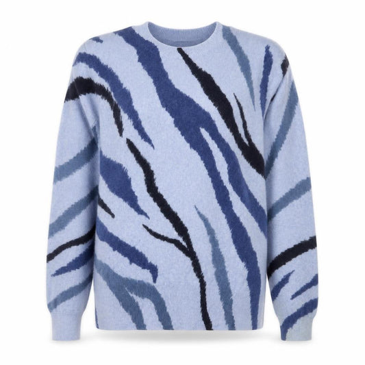 Marks & Spencer Women Blue Animal Print Pure Cashmere Jumper Size 8