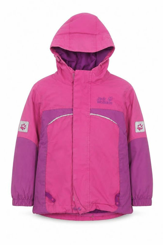 Jack Wolfskin Girls Pink Waterproof Hooded Parka Jacket - 4 Years