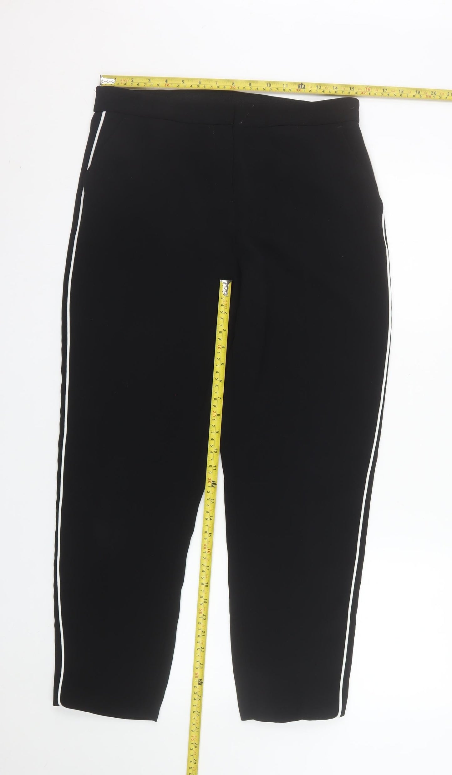 Dunnes Women Black Size 12 Stretch Stripe Trousers