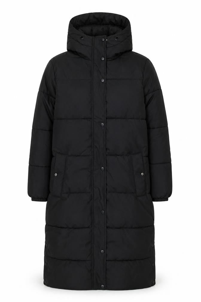 Dunnes Stores Mens Black Long Puffer Coat Hooded Size S