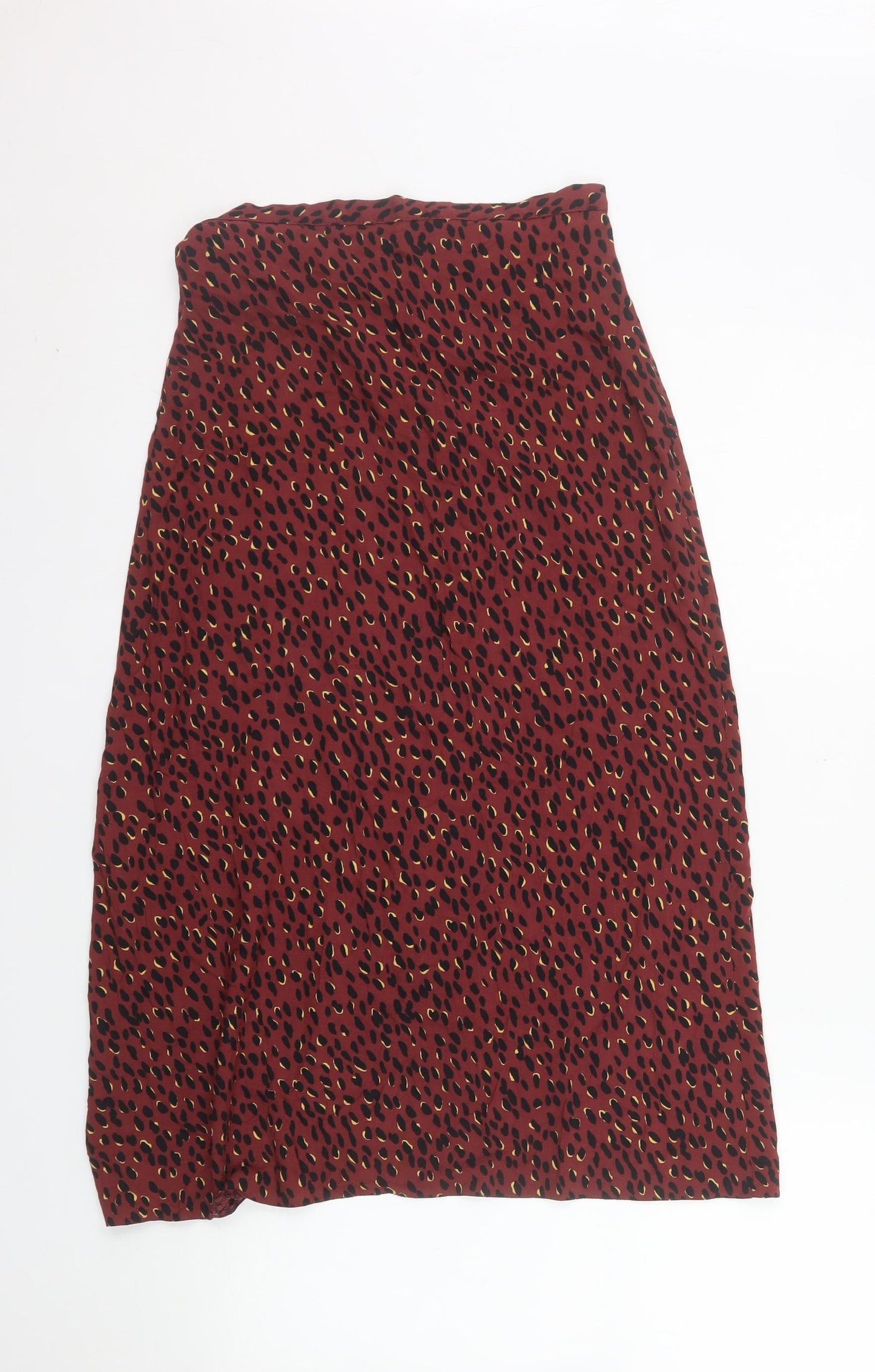 New Look Women Red Animal Print Wrap Midi Skirt Size 8