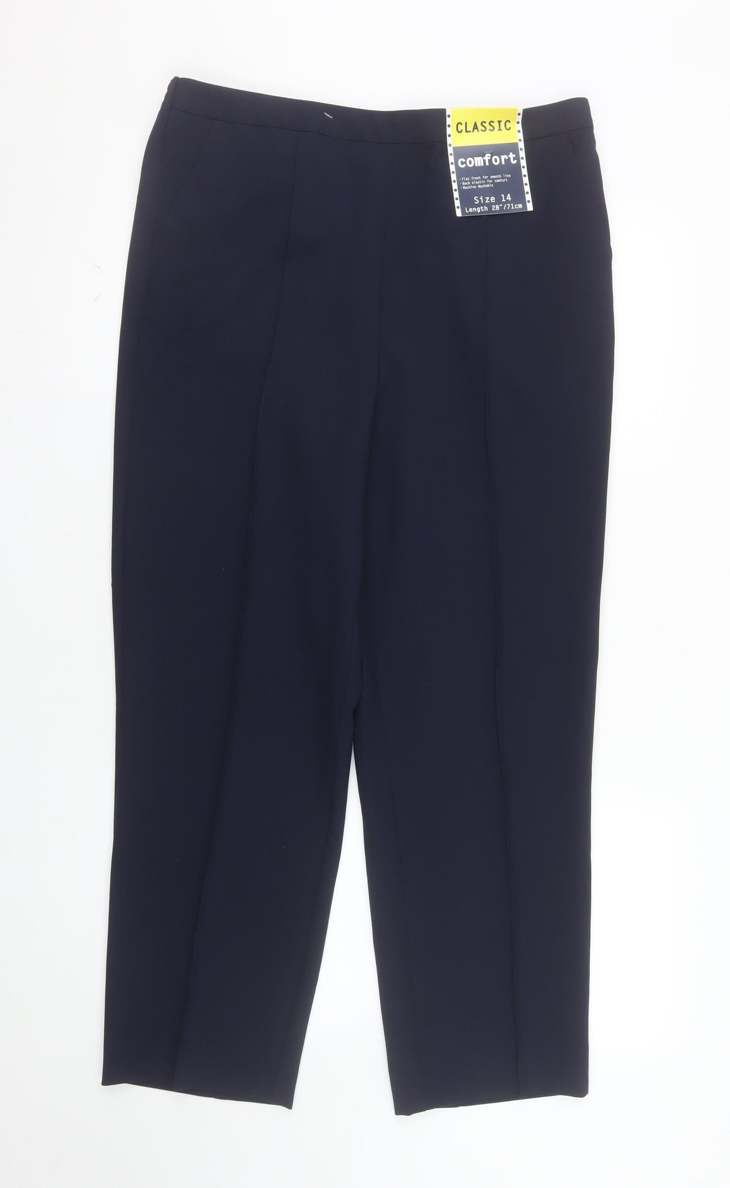 EWM Women’s Blue Classic Comfort Trousers Size 14 28in Leg