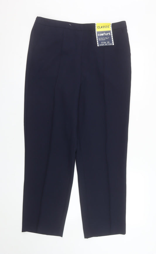 EWM Women’s Blue Classic Comfort Trousers Size 14 28in Leg