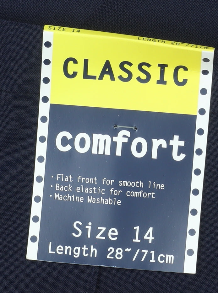 EWM Women’s Blue Classic Comfort Trousers Size 14 28in Leg
