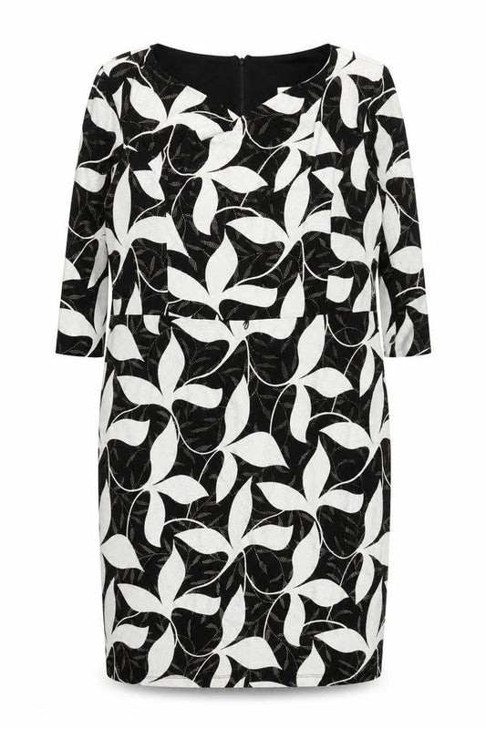 Joseph Ribkoff Womens Black Floral Sheath Dress UK 18 3/4 Sleeve