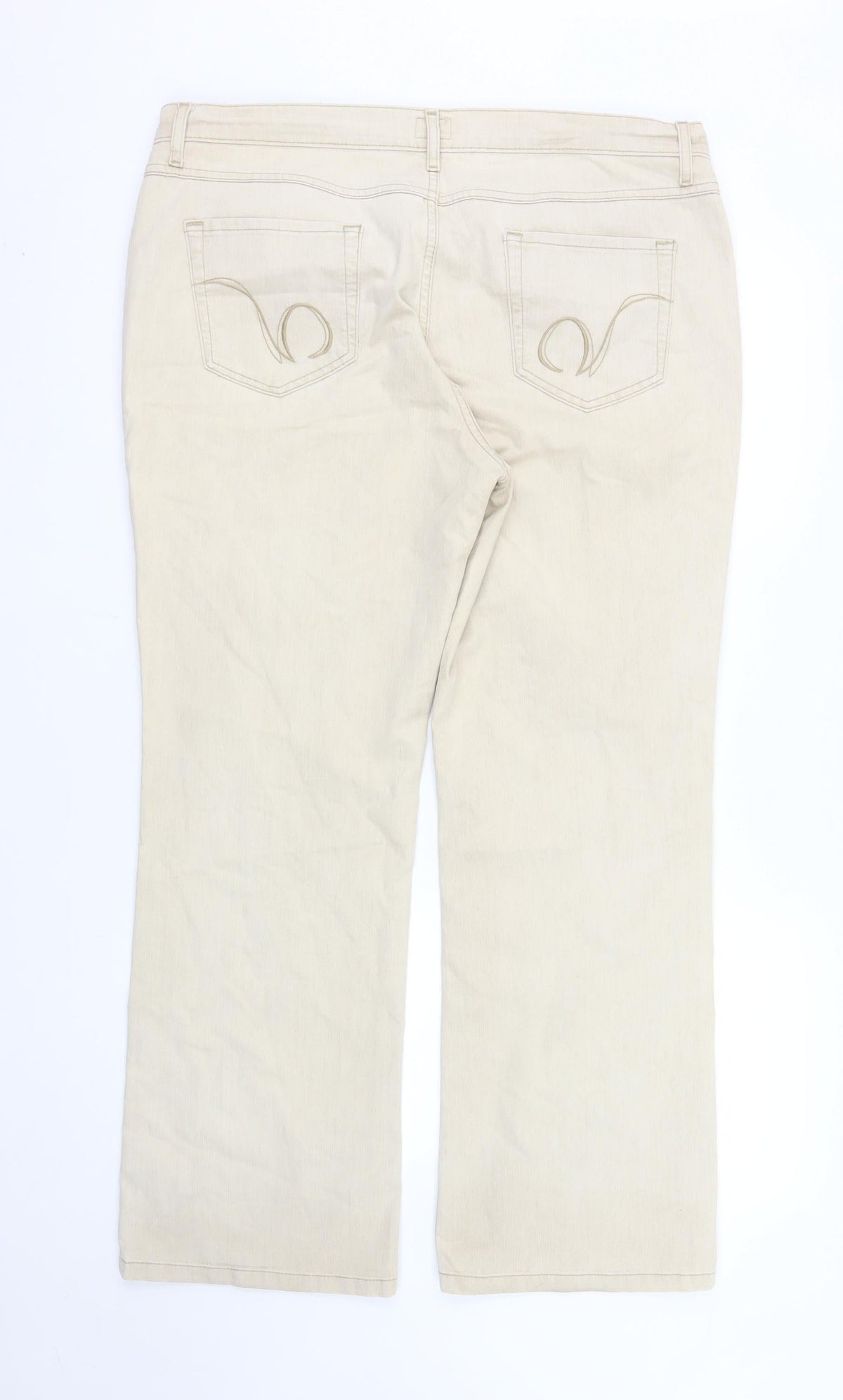 Viyella Petite Women's Beige Chino Trousers Size 16 Cotton Blend