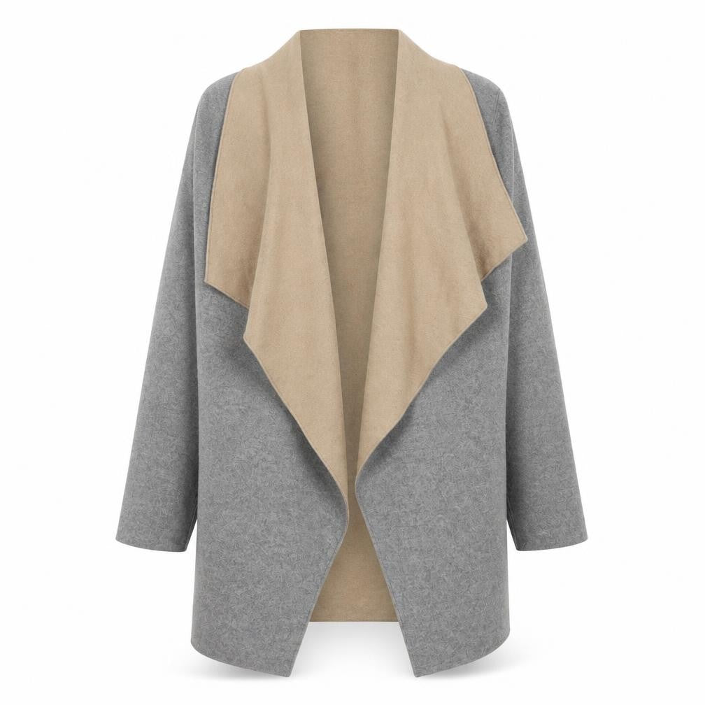 Dunnes Womens Grey Coatigan Size S Open Front Wool Blend Jacket