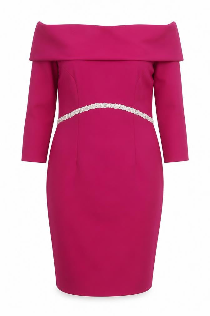 Ancola Collection Women's Pink Off Shoulder Sheath Dress Size 18