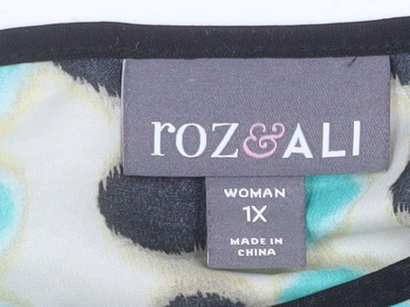 Roz & Ali Women’s Multicoloured Geometric Chiffon Blouse Size 18 Plus