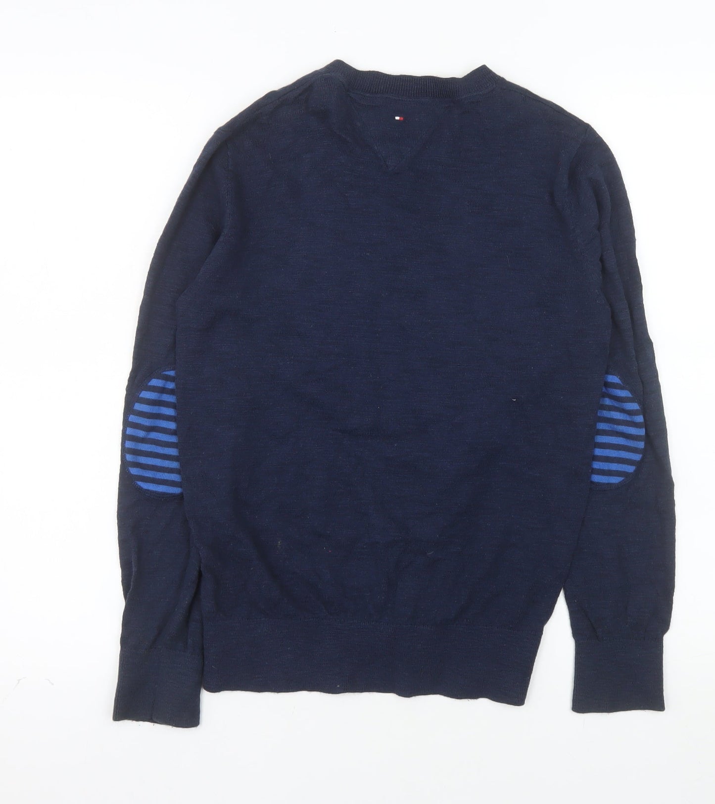 Tommy Hilfiger Boys Navy Blue Cotton V-Neck Jumper Size 152 (Age 12)