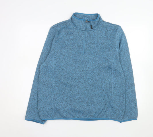 Preloved Crane Men's Blue 1/4 Zip Fleece Pullover Sweatshirt L - Front