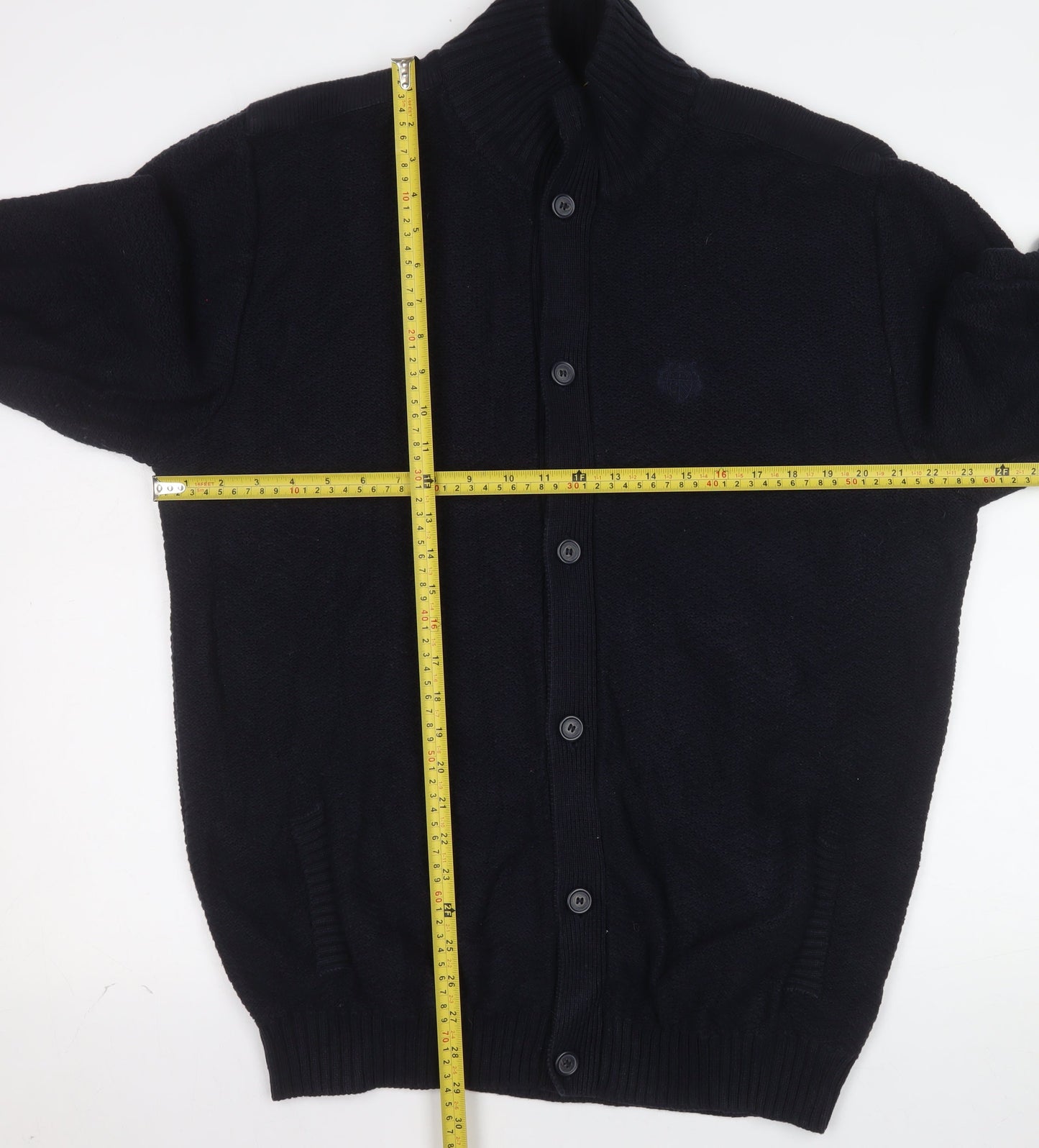 Paul Costelloe Living Men's Black 2XL Wool Knit Cardigan