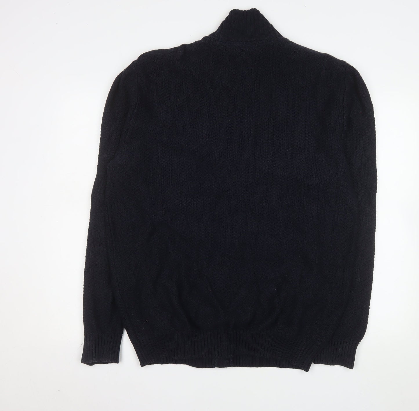 Paul Costelloe Living Men's Black 2XL Wool Knit Cardigan