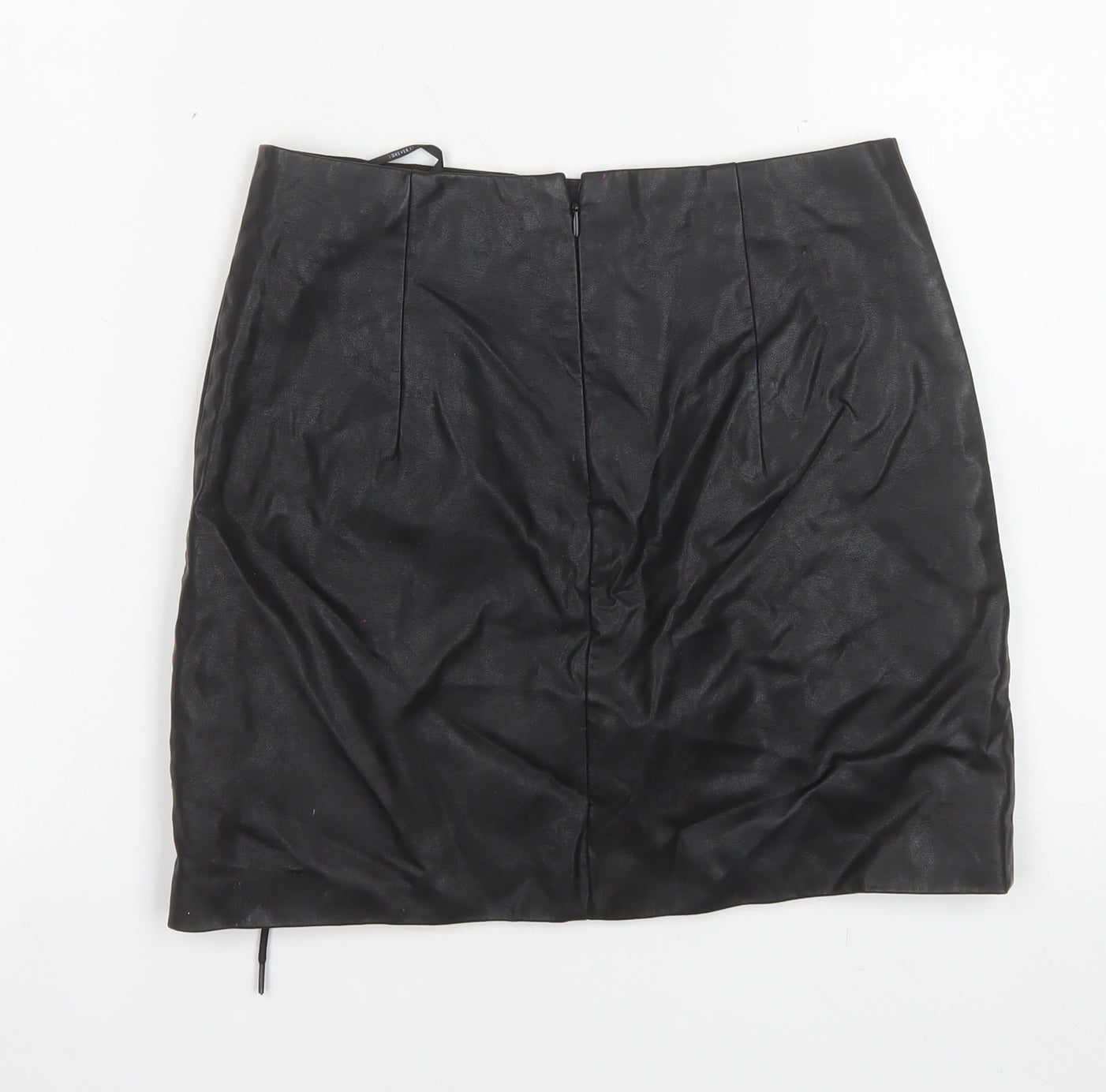 Forever 21 Women's Black Faux Leather Lace Up Mini Skirt Size S