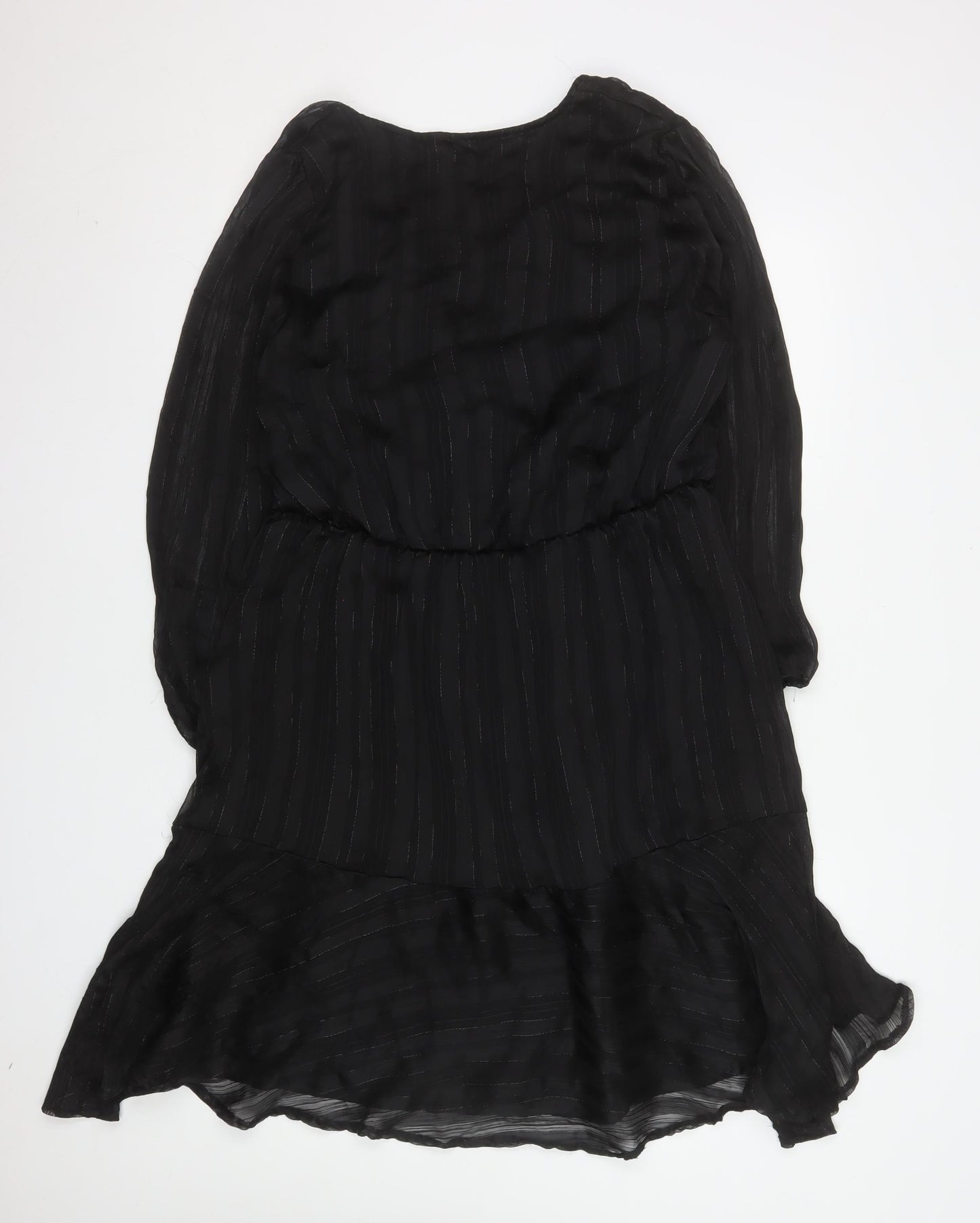 Dunnes Women Black Size 16 Wrap Hi-Low Dress Elegant Long Sleeve