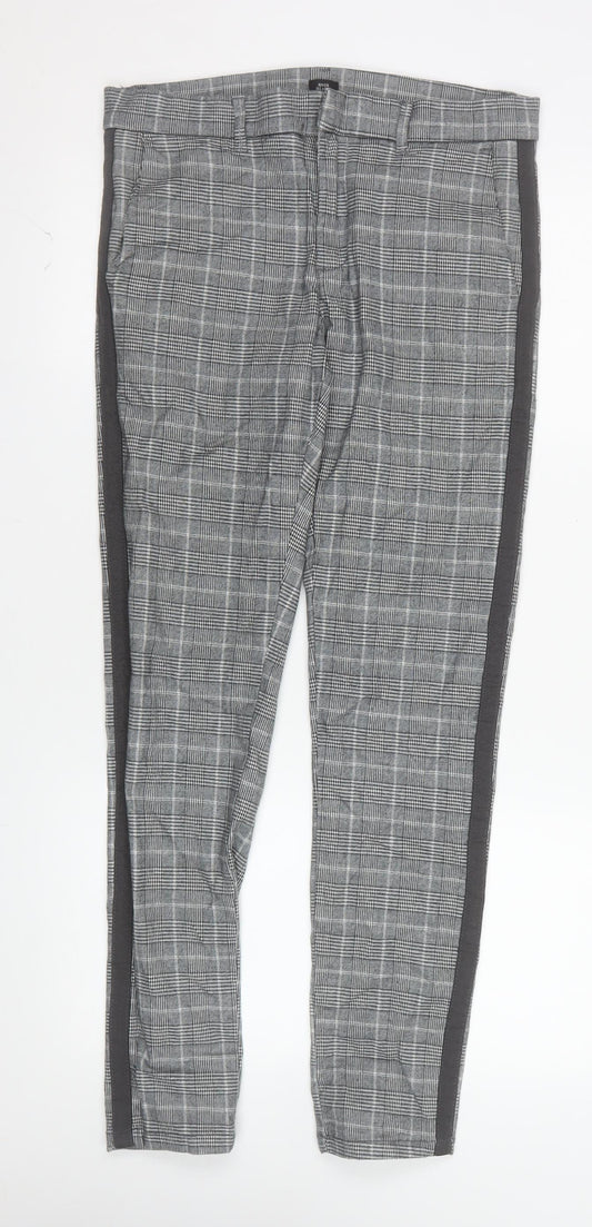 River Island Mens Grey Check Slim Fit Chino Trousers 28R