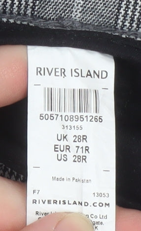 River Island Mens Grey Check Slim Fit Chino Trousers 28R