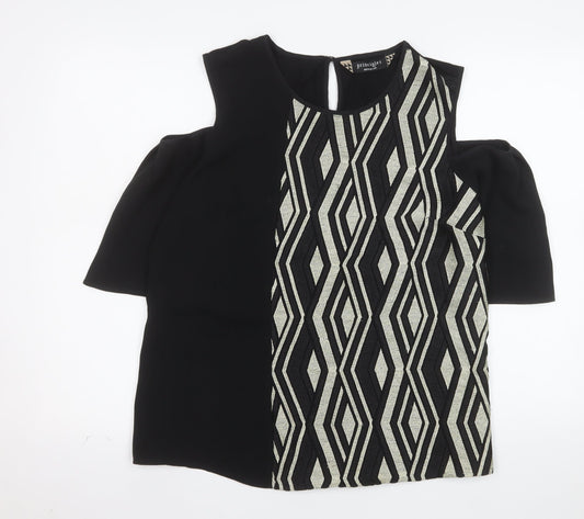 Principles by Ben de Lisi Women's Black Geometric Cold Shoulder Tunic Blouse UK 16