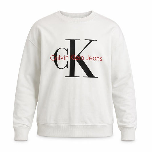 Calvin Klein Jeans Men White Regular Fit Logo Sweatshirt S