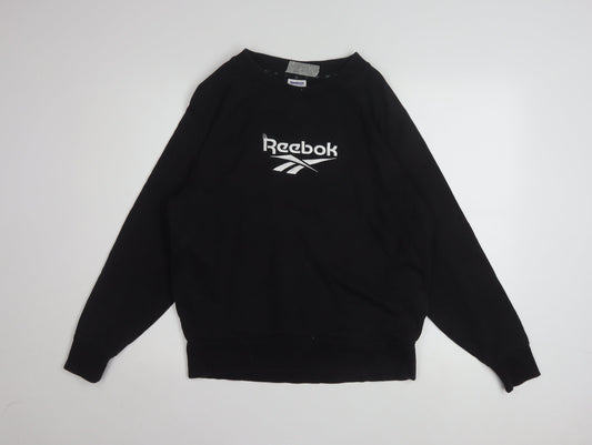 Reebok Classic Black Cotton Pullover Sweatshirt Women S